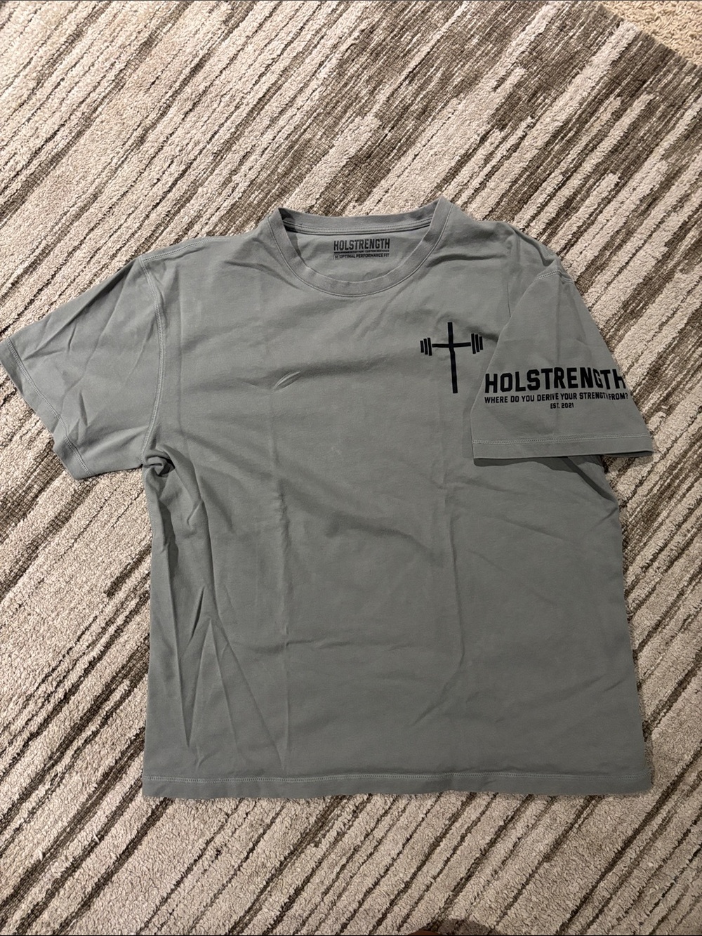 Men's Greyish green Short-Sleeve HolStrength oversized shirt
